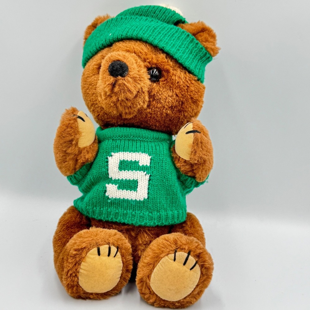 Dakin 1981 Michigan State Spartans Bear Plush 12 in Green S Sweater